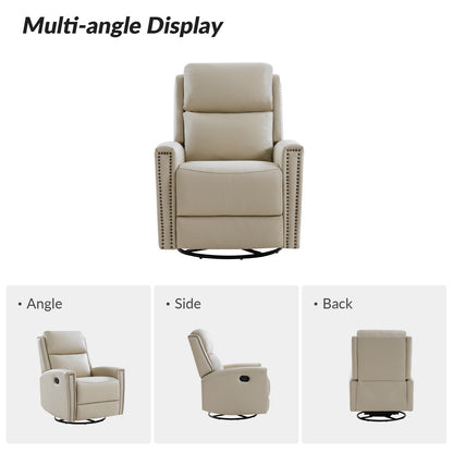 Fauteuil inclinable pivotant à oreilles Fiacro 30.31 en cuir véritable, large et moderne, avec garnitures cloutées