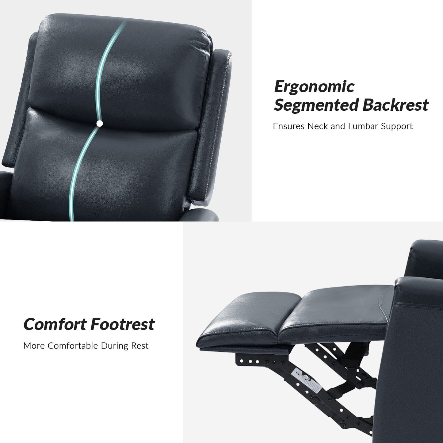 Fauteuil inclinable pivotant à oreilles Fiacro 30.31 en cuir véritable, large et moderne, avec garnitures cloutées