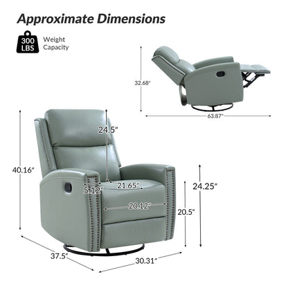 Fauteuil inclinable pivotant à oreilles Fiacro 30.31 en cuir véritable, large et moderne, avec garnitures cloutées