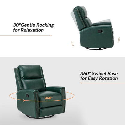 Fauteuil inclinable pivotant à oreilles Fiacro 30.31 en cuir véritable, large et moderne, avec garnitures cloutées