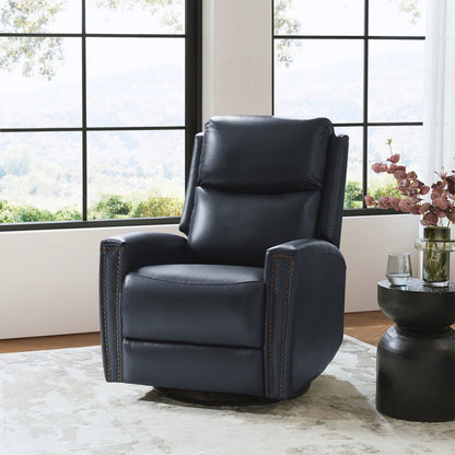 Fauteuil inclinable pivotant à oreilles Fiacro 30.31 en cuir véritable, large et moderne, avec garnitures cloutées