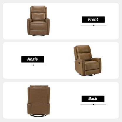 Fauteuil inclinable pivotant à oreilles Fiacro 30.31 en cuir véritable, large et moderne, avec garnitures cloutées