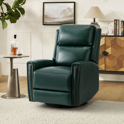 Fauteuil inclinable pivotant à oreilles Fiacro 30.31 en cuir véritable, large et moderne, avec garnitures cloutées