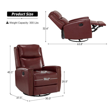 Fauteuil inclinable pivotant à oreilles Fiacro 30.31 en cuir véritable, large et moderne, avec garnitures cloutées