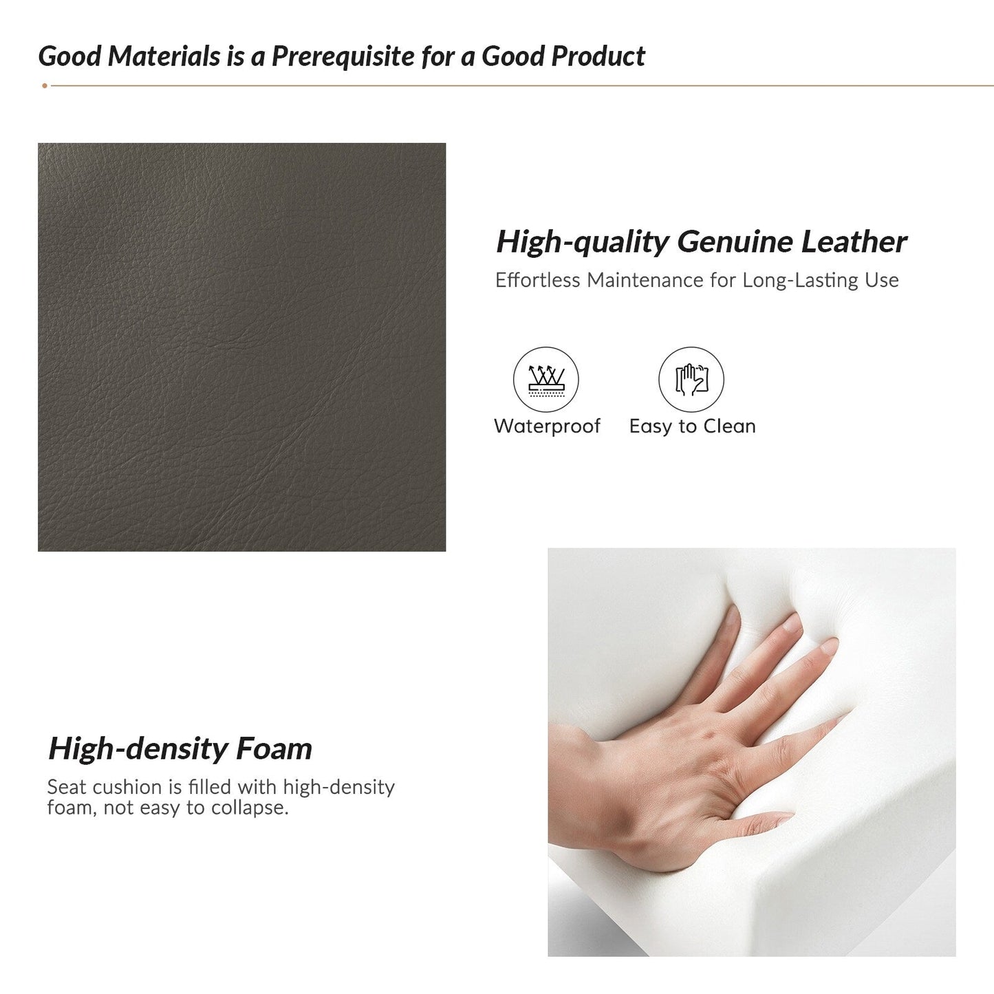 Fauteuil inclinable pivotant à oreilles Fiacro 30.31 en cuir véritable, large et moderne, avec garnitures cloutées