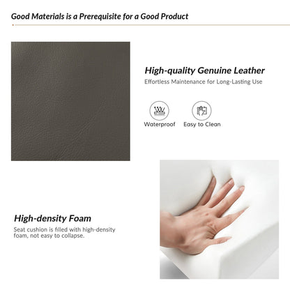 Fauteuil inclinable pivotant à oreilles Fiacro 30.31 en cuir véritable, large et moderne, avec garnitures cloutées