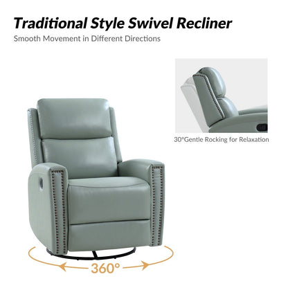 Fauteuil inclinable pivotant à oreilles Fiacro 30.31 en cuir véritable, large et moderne, avec garnitures cloutées