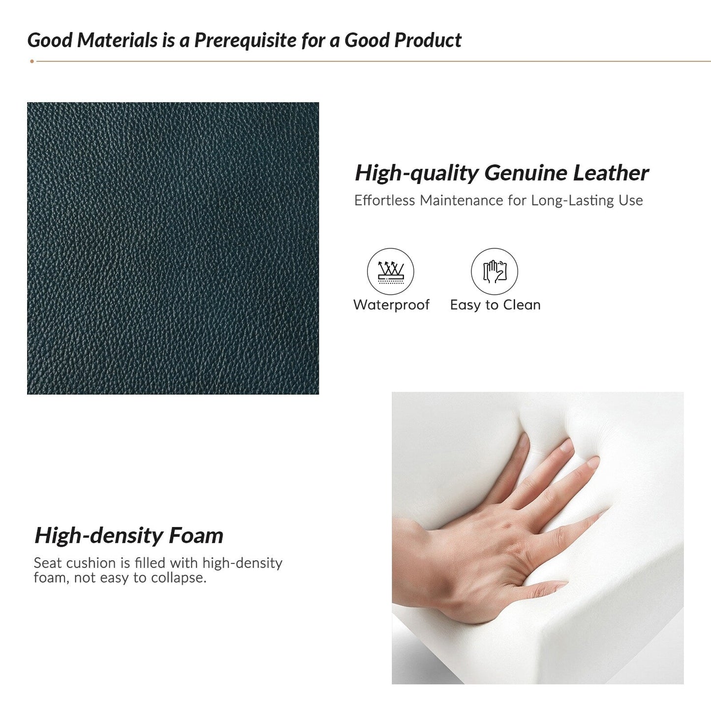 Fauteuil inclinable pivotant à oreilles Fiacro 30.31 en cuir véritable, large et moderne, avec garnitures cloutées