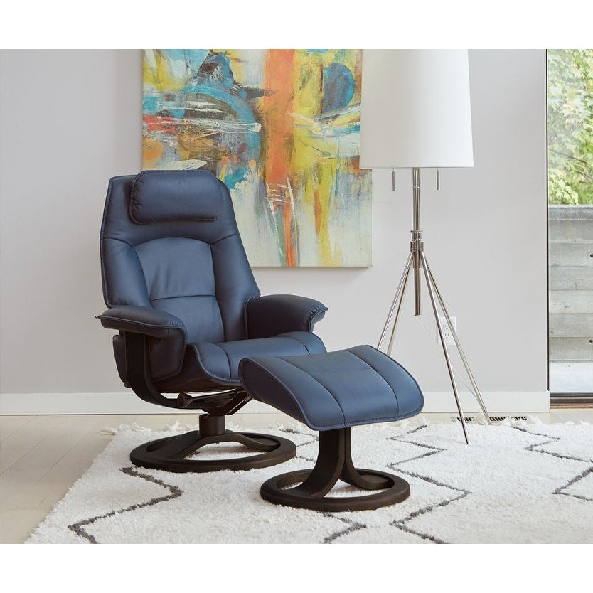Fauteuil inclinable et ottoman en cuir Fjords Admiral R
