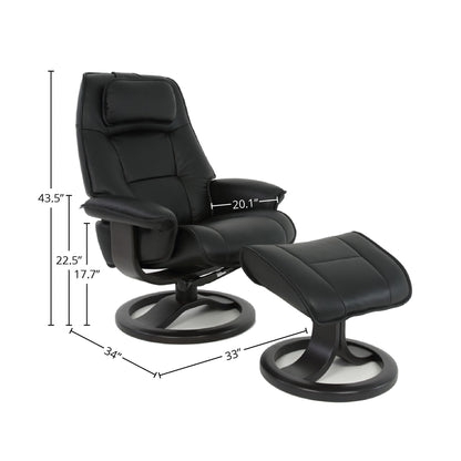 Fauteuil inclinable et ottoman en cuir Fjords Admiral R