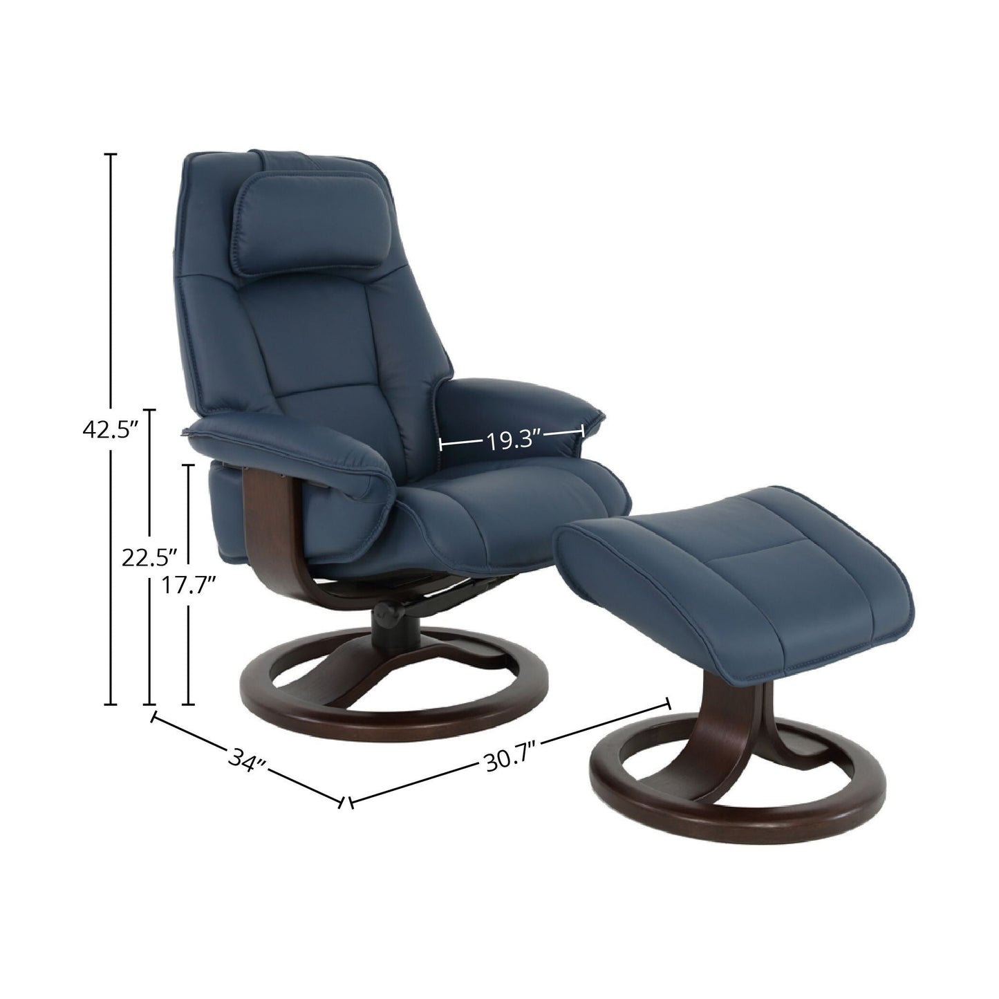 Fauteuil inclinable et ottoman en cuir Fjords Admiral R