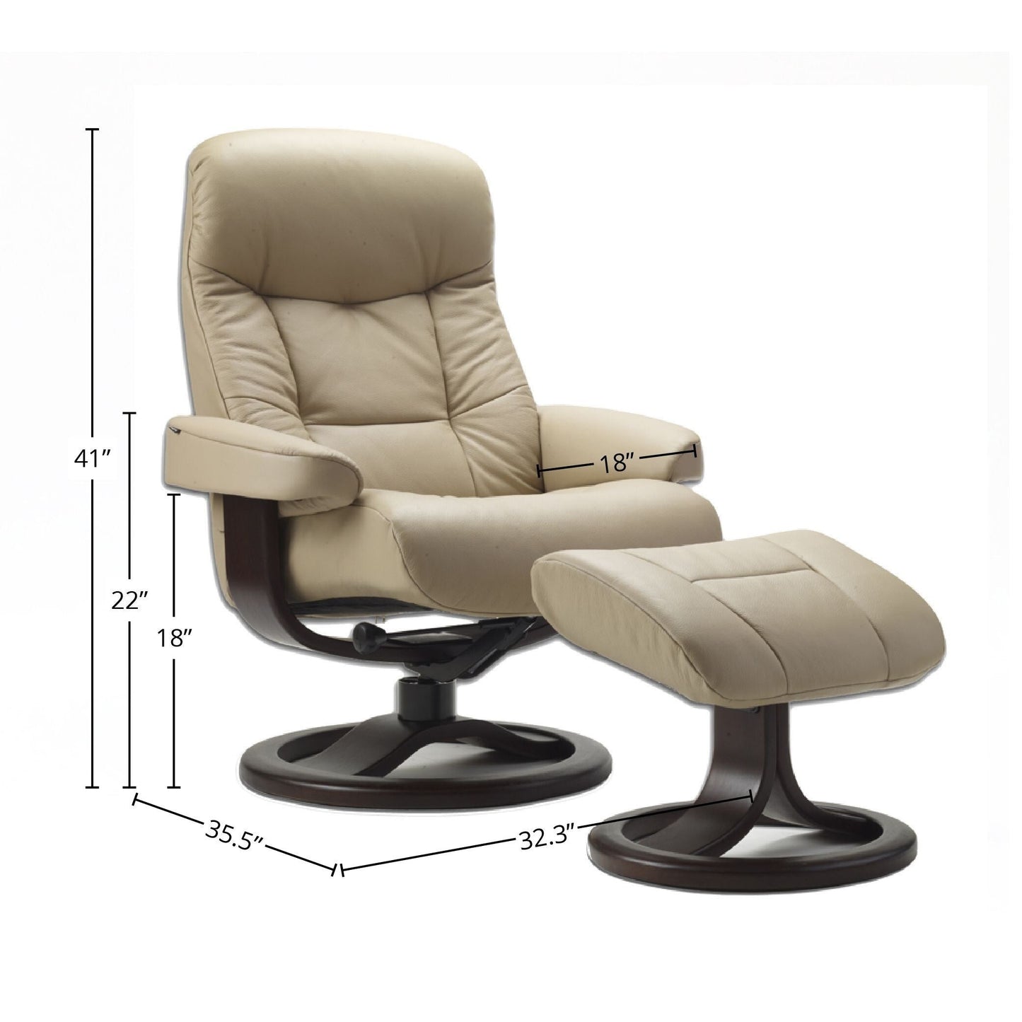 Fauteuil inclinable et ottoman en cuir Fjords Muldal