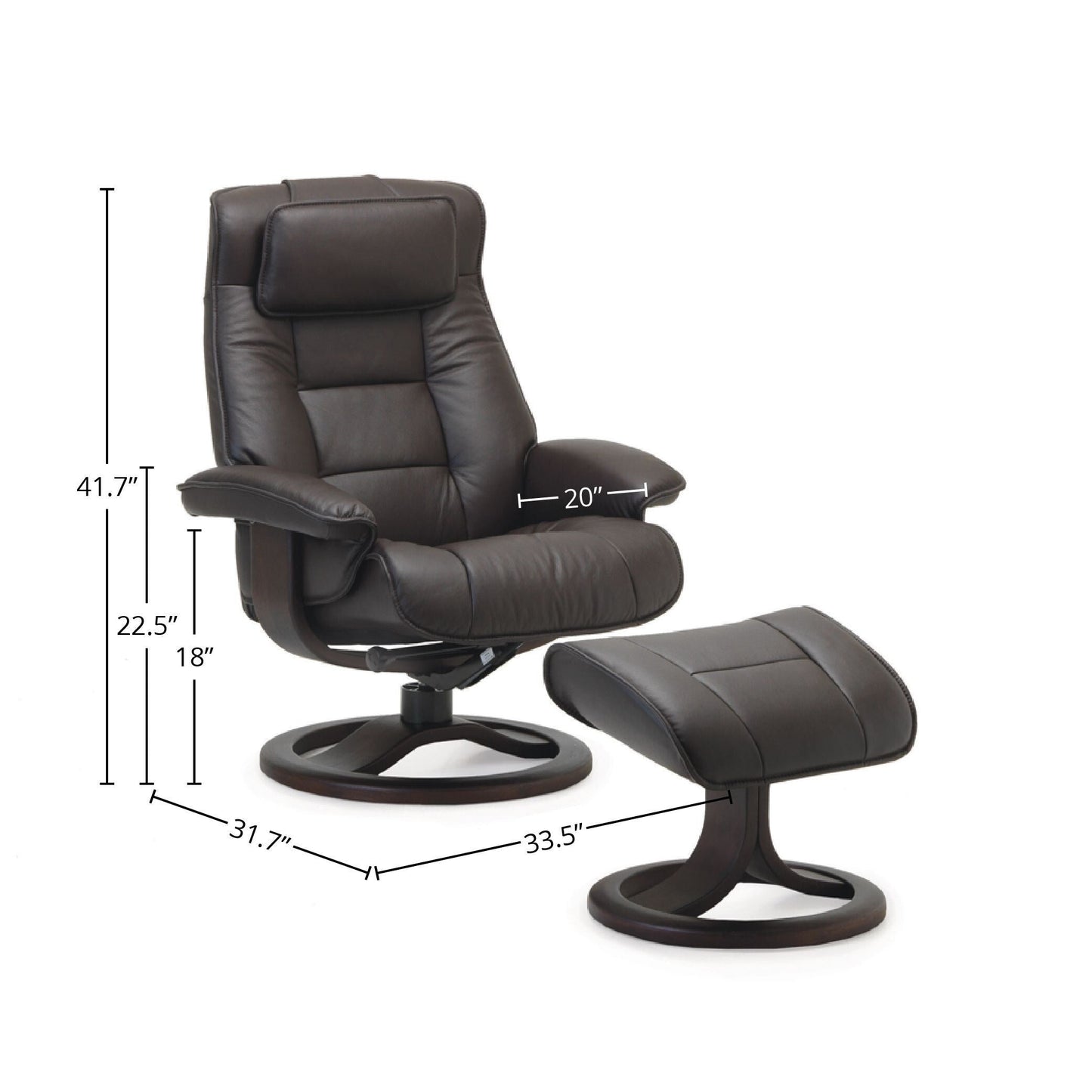 Fauteuil inclinable et ottoman en cuir Fjords Mustang