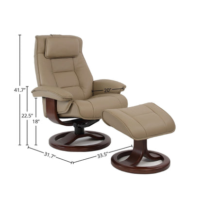 Fauteuil inclinable et ottoman en cuir Fjords Mustang