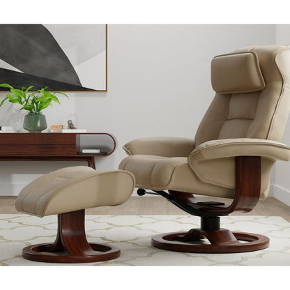 Fauteuil inclinable et ottoman en cuir Fjords Mustang