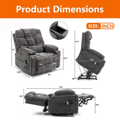 Fauteuil inclinable électrique surdimensionné à double moteur de 26 po en chenille, modèle phare