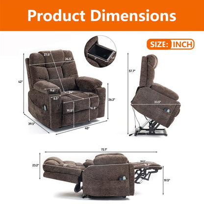 Fauteuil inclinable électrique surdimensionné à double moteur de 26 po en chenille, modèle phare
