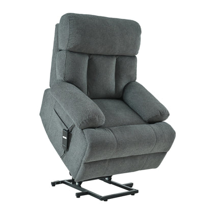 Fauteuil inclinable électrique en flanelle avec poche latérale