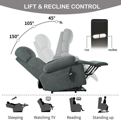Fauteuil inclinable électrique en flanelle avec poche latérale