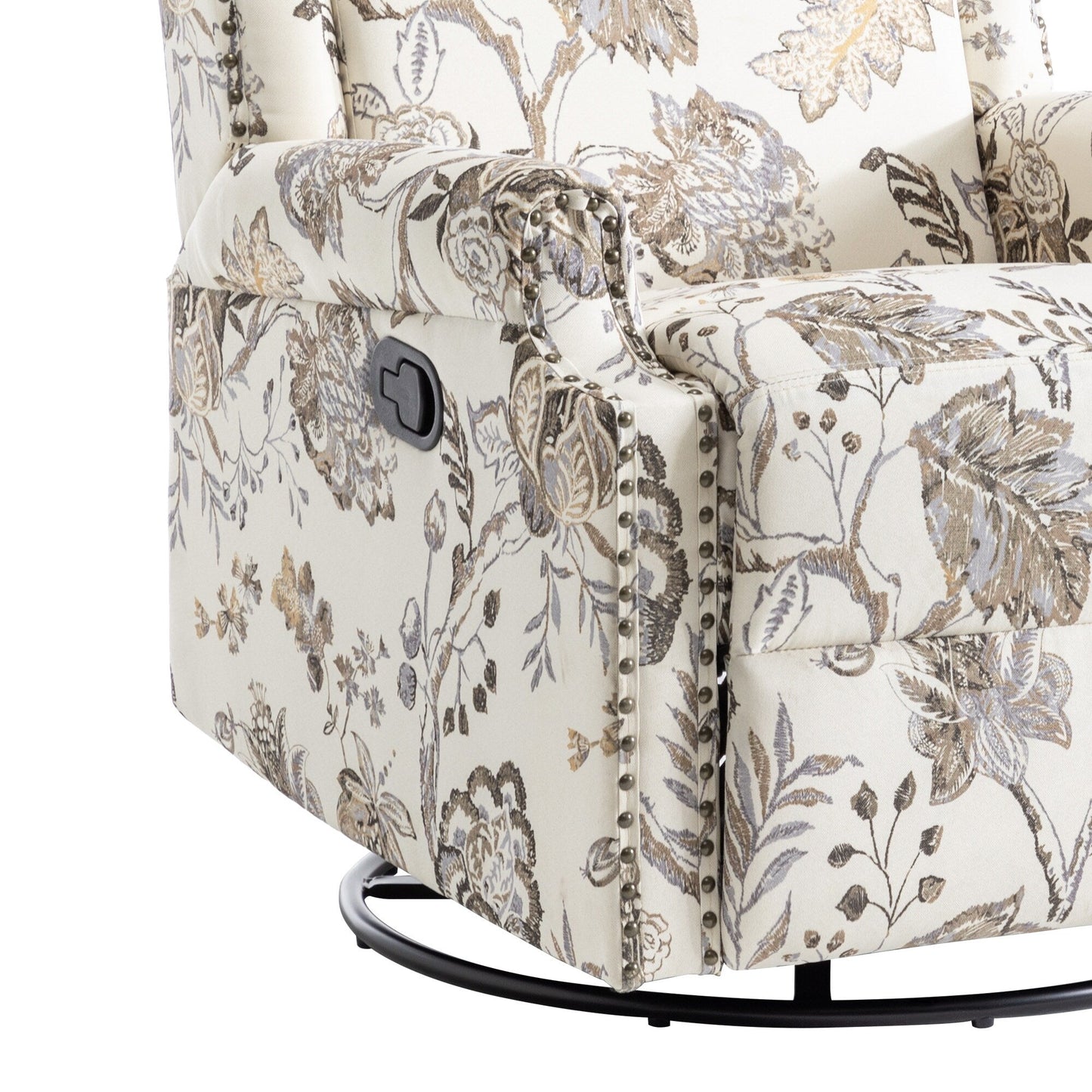 Lot de 2 fauteuils inclinables manuels en lin fleuri avec repose-pieds