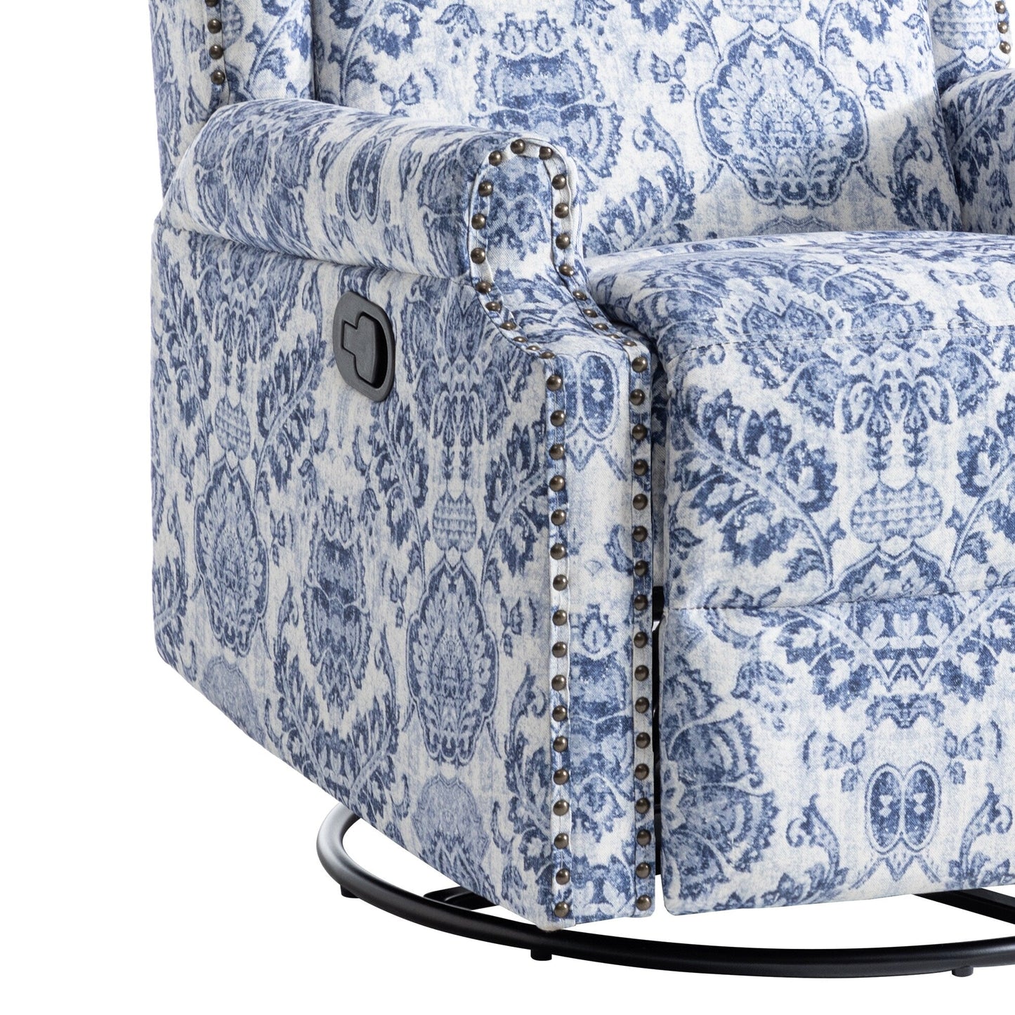 Lot de 2 fauteuils inclinables manuels en lin fleuri avec repose-pieds