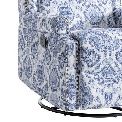 Lot de 2 fauteuils inclinables manuels en lin fleuri avec repose-pieds