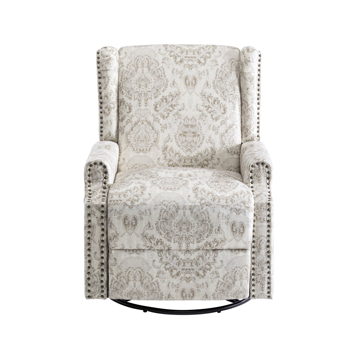 Lot de 2 fauteuils inclinables manuels en lin fleuri avec repose-pieds