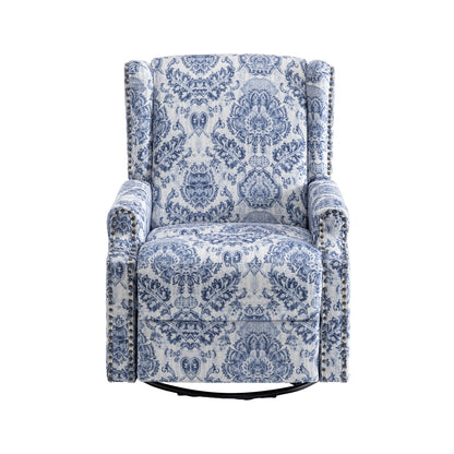 Lot de 2 fauteuils inclinables manuels en lin fleuri avec repose-pieds