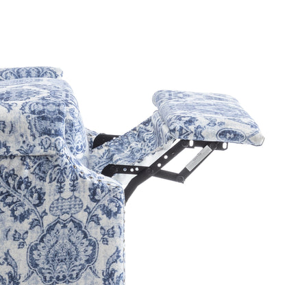 Lot de 2 fauteuils inclinables manuels en lin fleuri avec repose-pieds