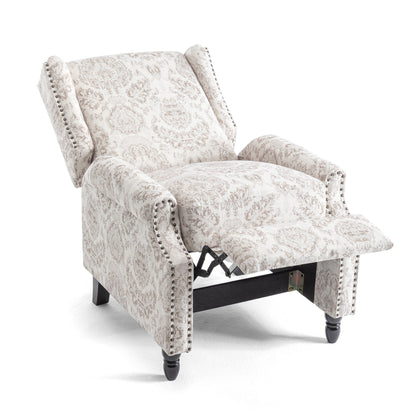 Lot de 2 fauteuils inclinables manuels en lin fleuri avec repose-pieds