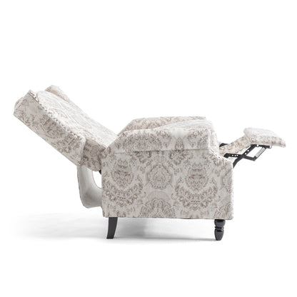 Lot de 2 fauteuils inclinables manuels en lin fleuri avec repose-pieds