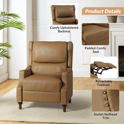 Fauteuil inclinable Florens en cuir véritable avec garnitures cloutées par HULALA HOME