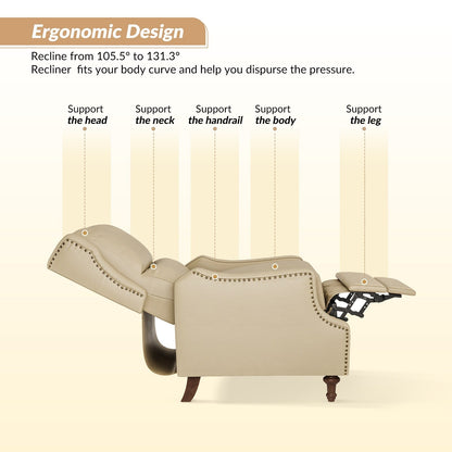 Fauteuil inclinable Florens en cuir véritable avec garnitures cloutées par HULALA HOME