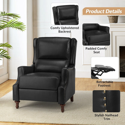 Fauteuil inclinable Florens en cuir véritable avec garnitures cloutées par HULALA HOME