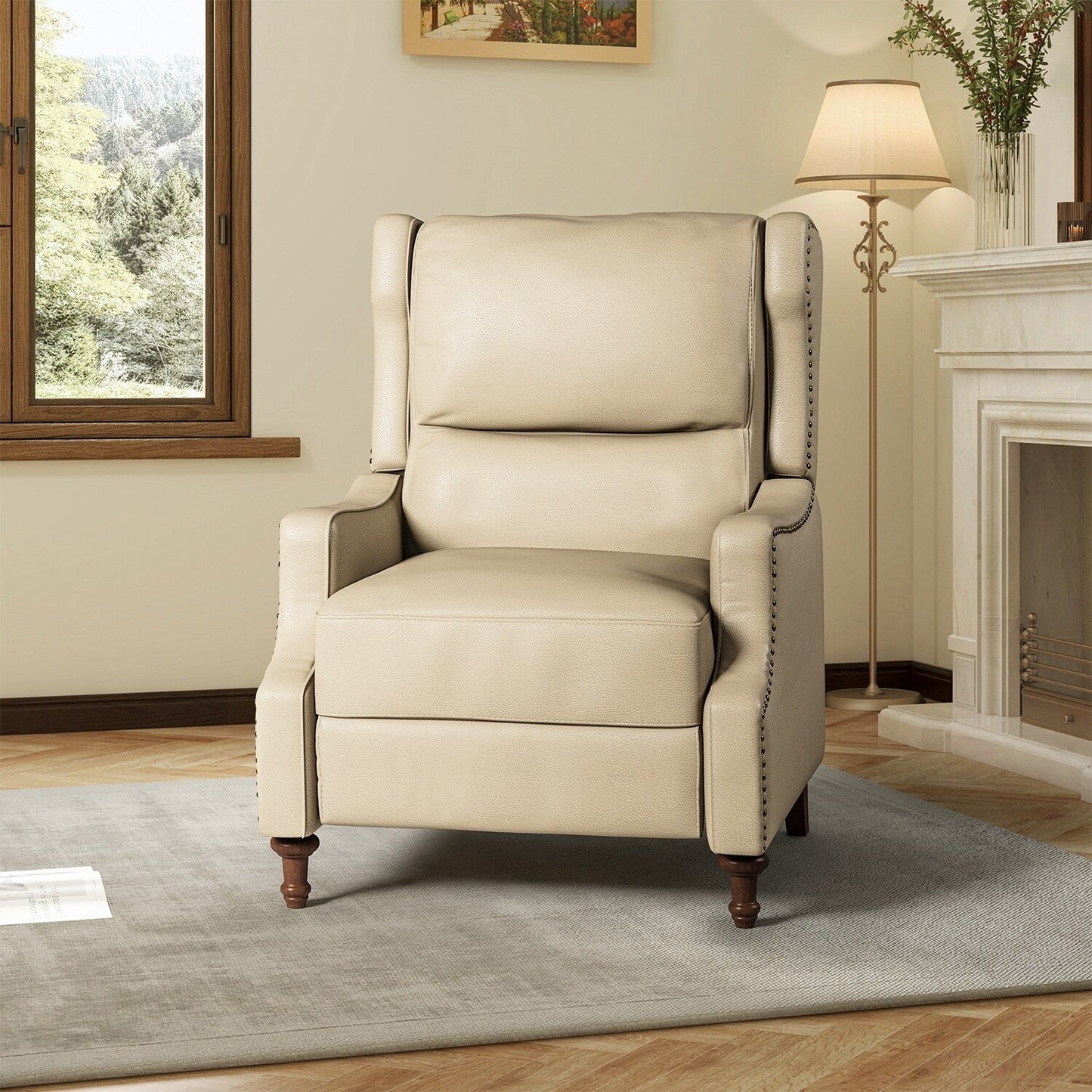 Fauteuil inclinable Florens en cuir véritable avec garnitures cloutées par HULALA HOME
