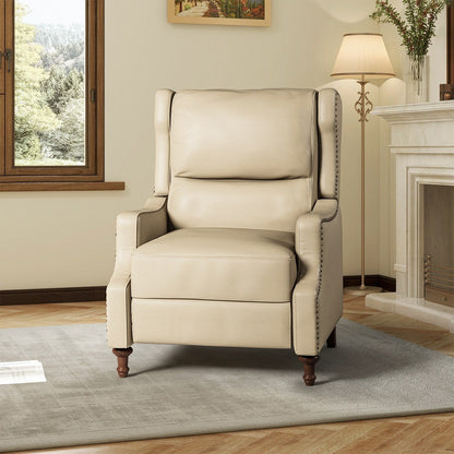 Fauteuil inclinable Florens en cuir véritable avec garnitures cloutées par HULALA HOME