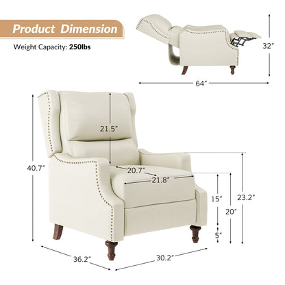 Fauteuil inclinable Florens en cuir véritable avec garnitures cloutées par HULALA HOME