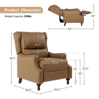 Fauteuil inclinable Florens en cuir véritable avec garnitures cloutées par HULALA HOME