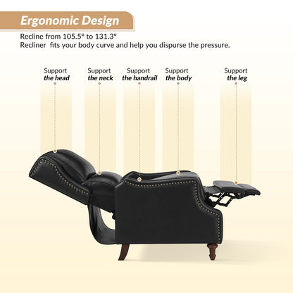 Fauteuil inclinable Florens en cuir véritable avec garnitures cloutées par HULALA HOME