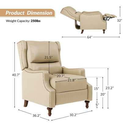 Fauteuil inclinable Florens en cuir véritable avec garnitures cloutées par HULALA HOME