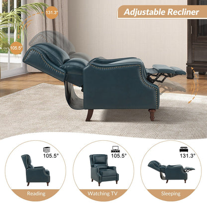 Fauteuil inclinable Florens en cuir véritable avec garnitures cloutées par HULALA HOME