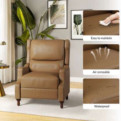 Fauteuil inclinable Florens en cuir véritable avec garnitures cloutées par HULALA HOME