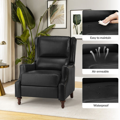 Fauteuil inclinable Florens en cuir véritable avec garnitures cloutées par HULALA HOME