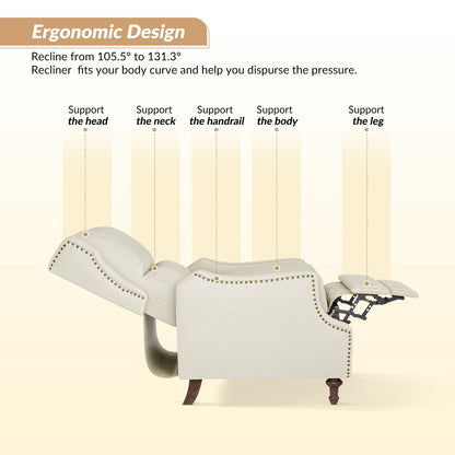 Fauteuil inclinable Florens en cuir véritable avec garnitures cloutées par HULALA HOME