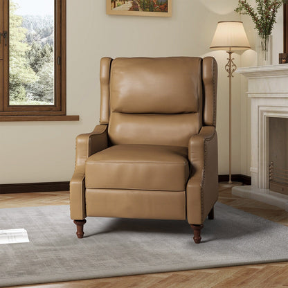 Fauteuil inclinable Florens en cuir véritable avec garnitures cloutées par HULALA HOME