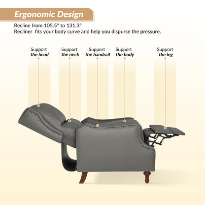 Fauteuil inclinable Florens en cuir véritable avec garnitures cloutées par HULALA HOME