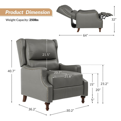 Fauteuil inclinable Florens en cuir véritable avec garnitures cloutées par HULALA HOME