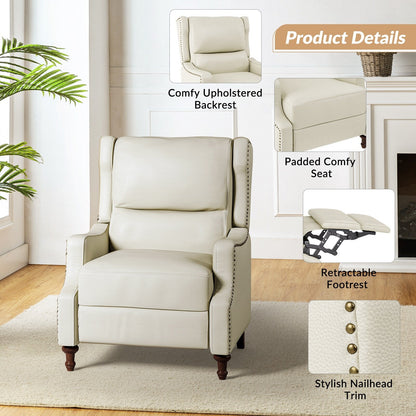 Fauteuil inclinable Florens en cuir véritable avec garnitures cloutées par HULALA HOME