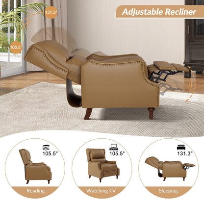 Fauteuil inclinable Florens en cuir véritable avec garnitures cloutées par HULALA HOME