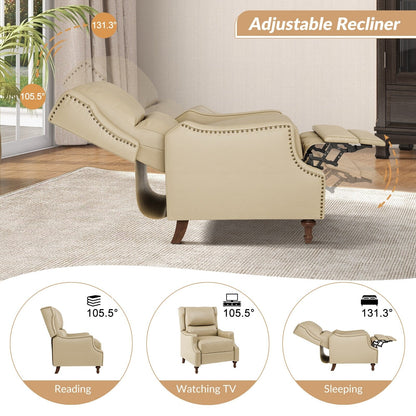 Fauteuil inclinable Florens en cuir véritable avec garnitures cloutées par HULALA HOME